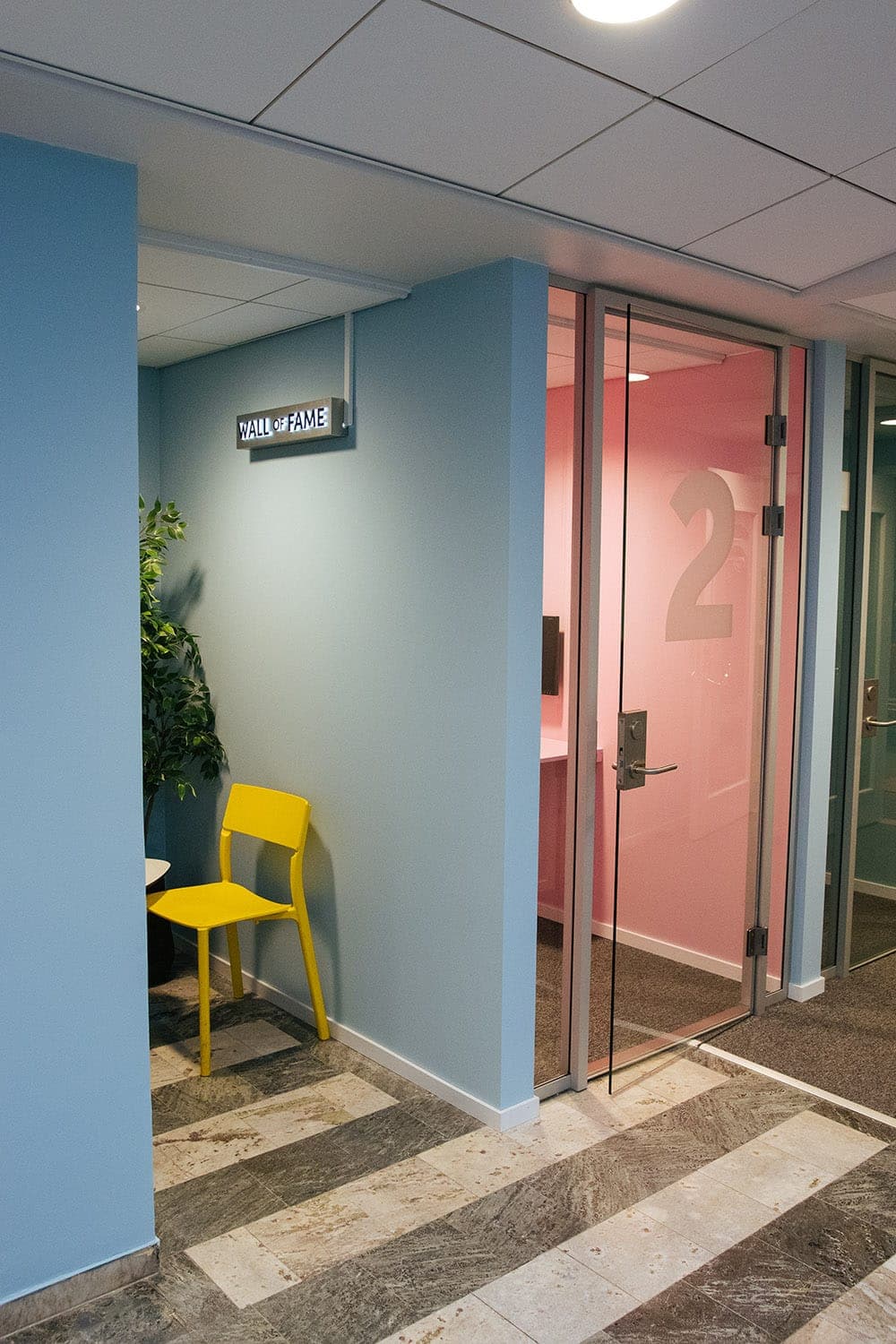 Meeting room at Recoordinate's colourful office