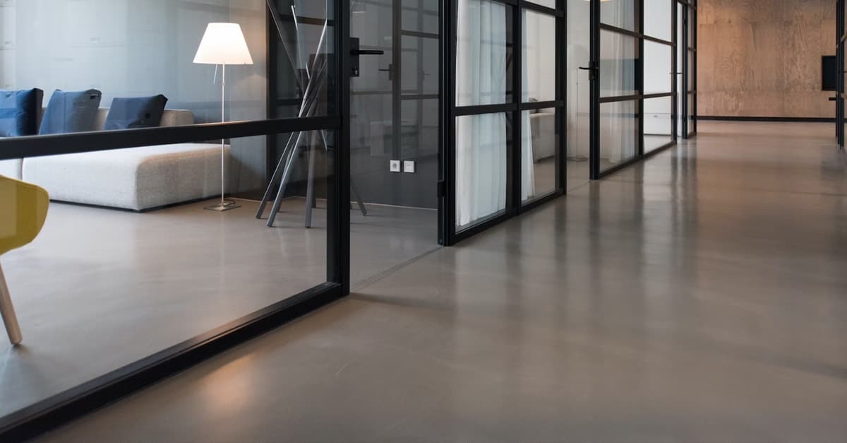 A bright office with glass walls