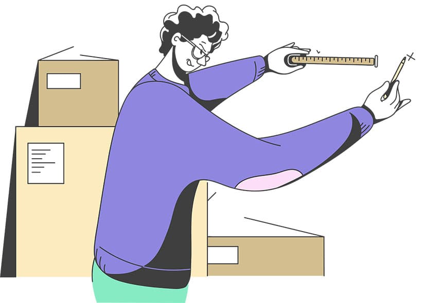 Illustration av ung man som ser koncentrerad ut samtidigt som han markerar ett kryss på väggen där han ska borra